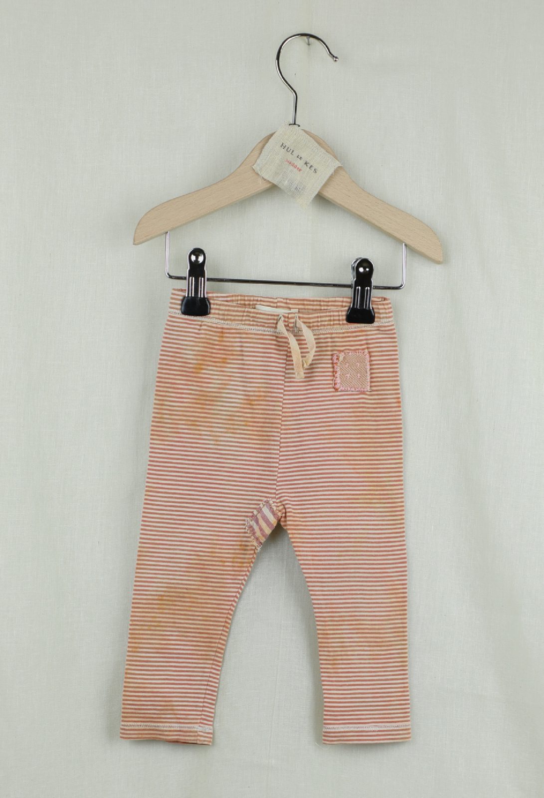 Baby Leggings 6 to 9 months Pink Stripe Yellow (oneofakind